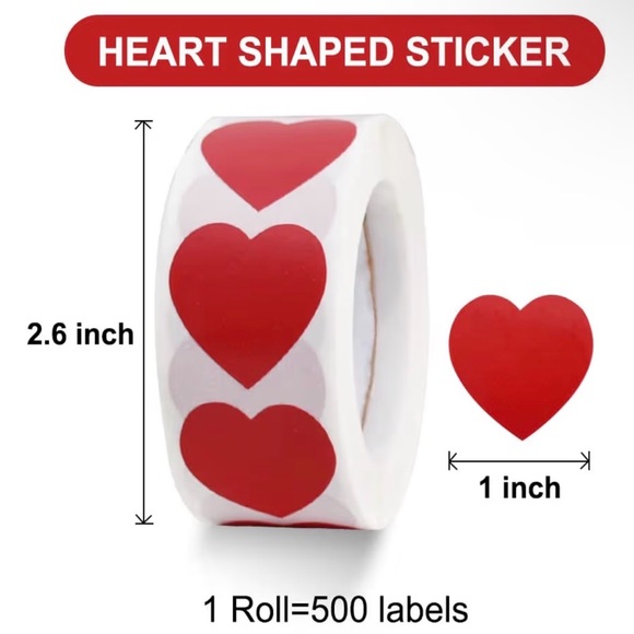 BUYNOW✨1Roll✨ 1” 500 Heart-Shaped Sticker Roll - Picture 5 of 6